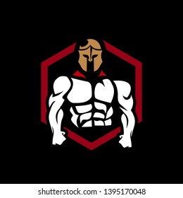 full muscle spartan for gaming e sports mascot or fitness logo design