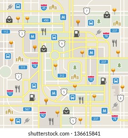 Full Navigation Set Of Vector Elements In Different Colors. Map Icon Legend Symbol Sign Toolkit Element.