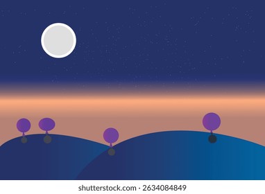Full night moon vector art icon logo design
