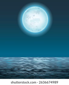 Full Noonlight Background With Water eps vector