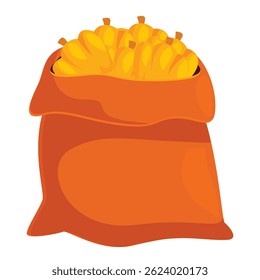 Full orange bag is overflowing with freshly harvested pumpkins