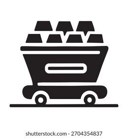 Icono de Carrito de mineral completo o logotipo aislado Ilustración vectorial de símbolo de signo - iconos de vector de estilo negro de alta calidad