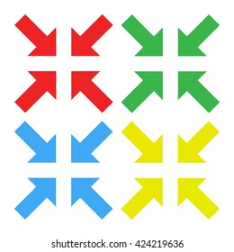 Full output. Colored arrows icons. Vector illustration