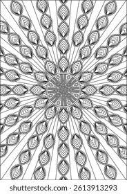 Full Page Adult Coloring Line Art Vector