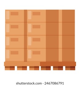 Vollständige Palettenboxen Symbol Cartoon Vektorgrafik. Einzelhandelsgeschäft. Inneninventar
