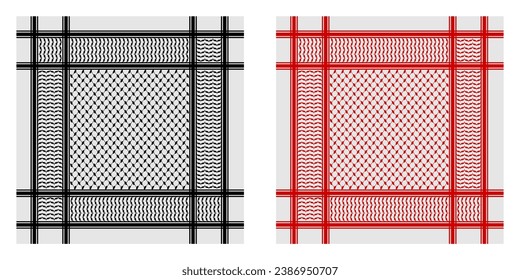 Full pattern of Palestinian keffiyeh. The Palestinian keffiyeh is a chequered black and white scarf that is usually worn around the neck or head. 