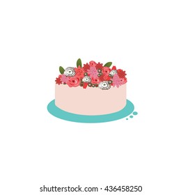 Full Pink Flower Cake