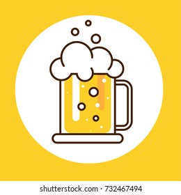 full pint of beer at oktoberfest festival, flat design