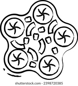 full pizza hand drawn vector illustration