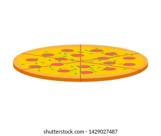 Full Pizza isolated. Fast food vector illustration.
 
