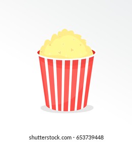 Full popcorn bucket. Clipart image isolated on white background