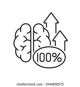 Potencial completo de icono lineal cerebral. Sinergia, trabajo en equipo, colaboración, investigación, reunión. Ilustración personalizable de línea delgada. Dibujo de contorno aislado del vector. Trazo editable