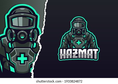 Full Protection Hazmat for corona virus covid-19 and E-sport Logo Template