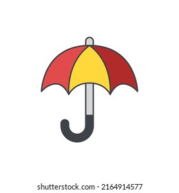 Protección completa, icono de paraguas de seguridad en icono de color, aislado en fondo blanco 
