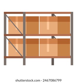 Full rack of boxes icon cartoon vector. Seller sale. Shop stock center