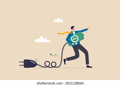 Full recharge energize, motivation to success in work, productive and efficiency, aspiration or enthusiastic concept, motivated businessman carry fully charged battery ready to fight for success.