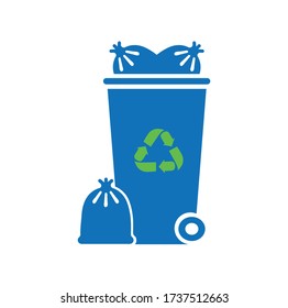 Full recycle bin icon vector illustration