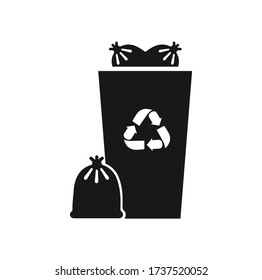 Full recycle bin icon vector illustration