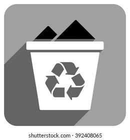 Full Recycle Bin long shadow vector icon. Style is a flat full recycle bin iconic symbol on a gray square background.