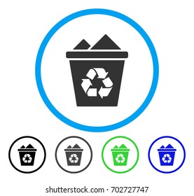 Full Recycle Bin rounded icon. Vector illustration style is a flat iconic symbol inside a circle, black, grey, blue, green versions. Designed for web and software interfaces.