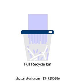 Full Recycle bin for trash and garbage. Vector flat icon for web.