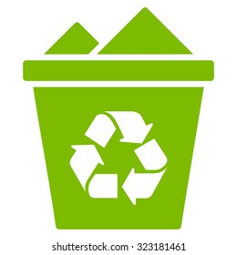 Full Recycle Bin vector icon. Style is flat symbol, eco green color, rounded angles, white background.