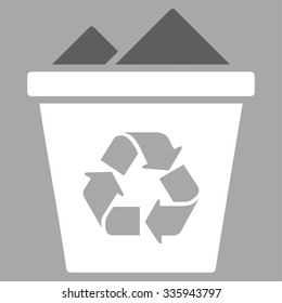 Full Recycle Bin vector icon. Style is bicolor flat symbol, dark gray and white colors, rounded angles, silver background.