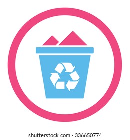 Full Recycle Bin vector icon. Style is bicolor flat rounded symbol, pink and blue colors, rounded angles, white background.