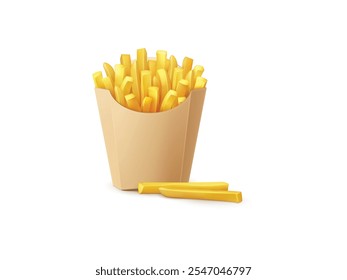 Caixa vermelha cheia de batatas fritas da Ilustração do Vetor de Fast Food de Batata. Caixa vermelha completa de batatas fritas vetor ilustração - batata Fast food Clipart para anúncios e menus