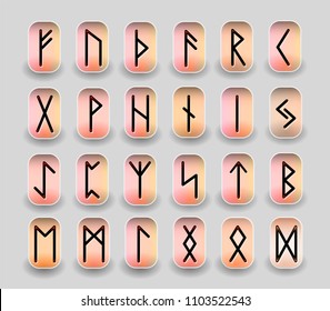 Full runet alphabet Futark isolated colorful, EPS 10.