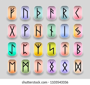 Full runet alphabet Futark isolated bright colors, EPS 10.