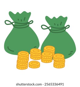 Full sack of cash money gold coins