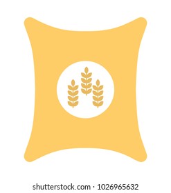 
Full sack of wheat grains, wheat bag flat icon
