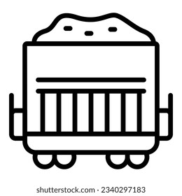 Full sand wagon icon outline vector. Rail train. Level transport