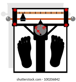 Full scale.  Illustration of a scale that shows full or empty for a person's weight.
