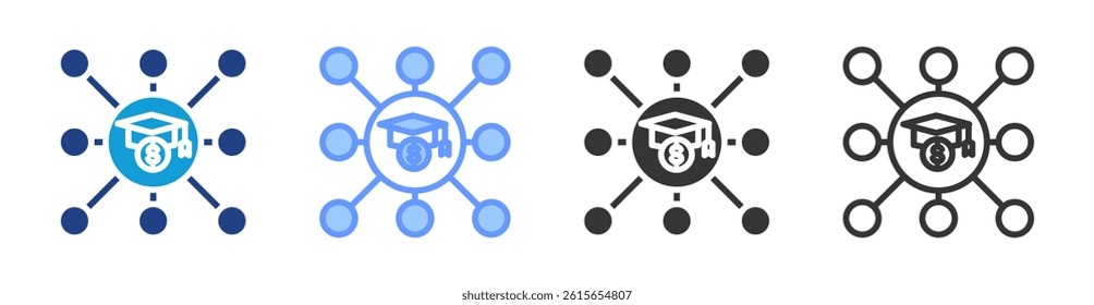 Full Scholarship icon set multiple style collection
