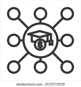 Full Scholarship Outline Icon Vector Illustration