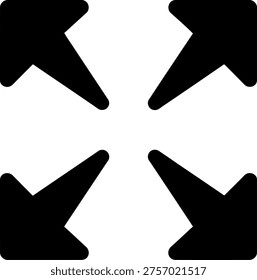 Full screen arrows expand icon, maximize icon, zoom icon, four directional arrows, vector graphic, simple icon, aspect ratio
