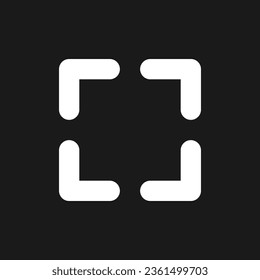 Icono de glifo ui en modo oscuro de pantalla completa. Barra de reproductor de vídeo. Resolución de pantalla. Diseño de interfaz de usuario. Símbolo de silueta blanca en el espacio negro. Pictograma sólido para web, móvil. Ilustración aislada del vector