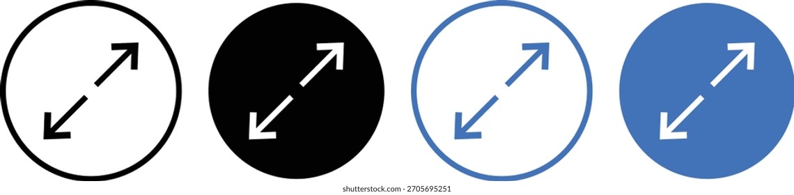 Pantalla completa y pantalla de salida, expandiendo los íconos de la línea de flecha en estilo de línea delgada, íconos de control de tamaño de pantalla, Minimizar y maximizar, Ilustración vectorial de íconos de línea lcd de pantalla Pequeña y grande,
