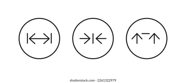 Full screen and exit full screen, Extend, Re-size Enlarge arrow, Zoom, Inside, Outside arrow icon. Minimize and maximize icon symbol logo illustration,editable stroke, flat design style isolated