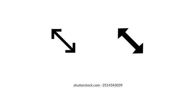 Tela cheia e sair tela cheia, Estender, Redimensionar seta ampliada, Zoom, Dentro, ícone de seta para fora. Minimizar e maximizar ícone símbolo logotipo ilustração, traçado editável, estilo de design plano isolado