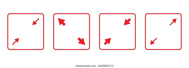 Full screen and exit full screen, Extend, Re-size Enlarge arrow, Zoom, Inside, Outside arrow icon. Minimize and maximize icon symbol logo illustration