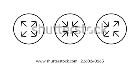 Full screen and exit full screen, Extend, Re-size Enlarge arrow, Zoom, Inside, Outside arrow icon. Minimize and maximize icon symbol logo illustration,editable stroke, flat design style isolated