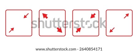Full screen and exit full screen, Extend, Re-size Enlarge arrow, Zoom, Inside, Outside arrow icon. Minimize and maximize icon symbol logo illustration