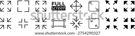 full screen and exit full screen icon. Scalability icons in flat style for web site, UI, mobile app.