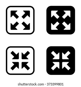 Full screen and exit full screen icon set . Vector illustration