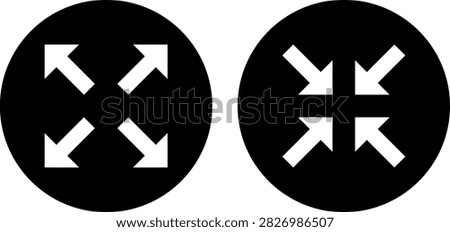 Full screen and exit full screen icon set . Maximize and minimize screen buttons icons . Vector illustration