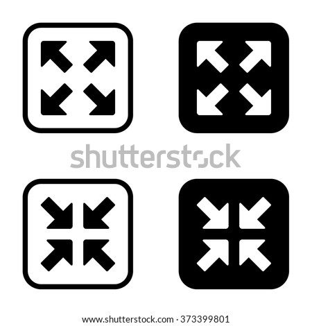 Full screen and exit full screen icon set . Vector illustration