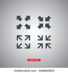Full screen and exit from full screen. Line style icons. Classic style. Vector illustration.